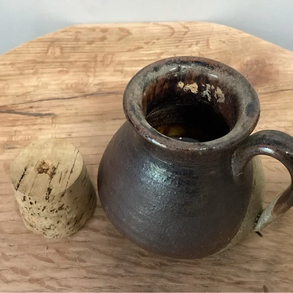 🟤 Vintage - Two Toned Handmade Ceramic Pottery Jar / Creamer / Pitcher - Unique - Picture 9 of 15